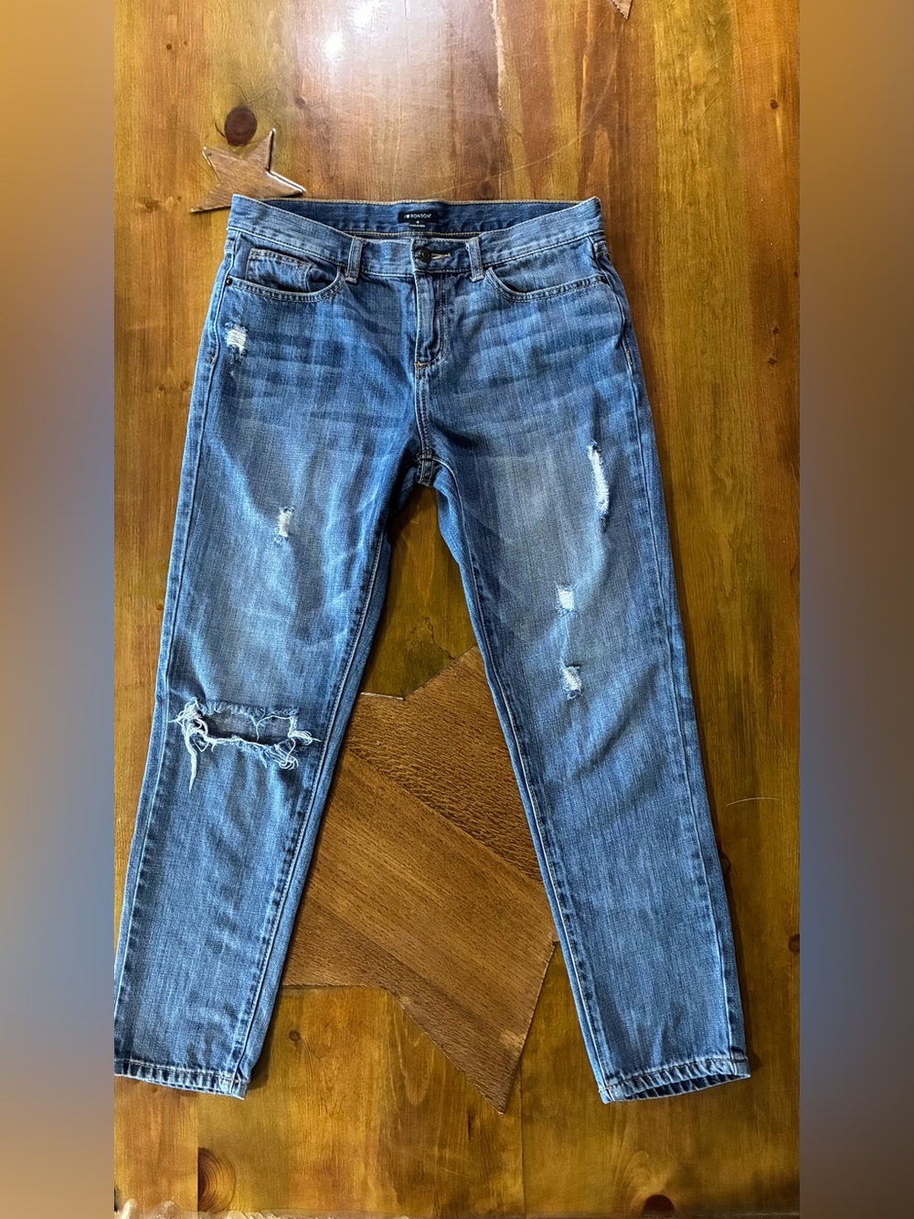 I Heart Ronson Distressed Blue High-Rise Women’s Jeans ankle length relaxed